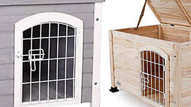 Petsfit indoor wooden dog house with a wire door